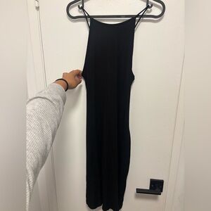 Like New H&M black ribbed halter dress with open back and tie detail size M